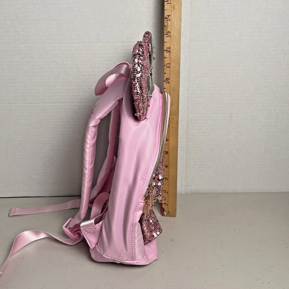 Disney Cruise Line Minnie Ears Sequin Pink Backpack Bibbidi Bobbidi BONUS Wallet - Picture 11 of 16